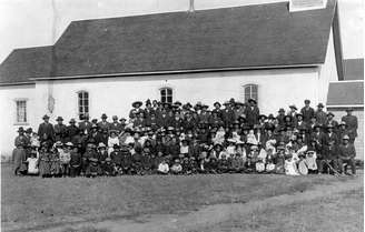 Foto de antiga escola católica na província de Saskatchewan, Canadá