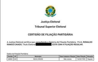 Certidão expedida às 18:21 desta quarta-feira, 4; autenticidade pode ser conferida pelo código 9061.9EA9.51A3.397C no site do TSE