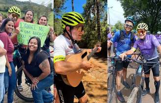 O cantor parou em Consolação, em Minas Gerais, para abraçar fãs que prepararam um cartaz para ele