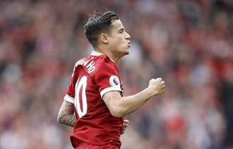 Philippe Coutinho comemora gol marcado pelo Liverpool
21/05/2017 Action Images via REUTERS/Carl Recine