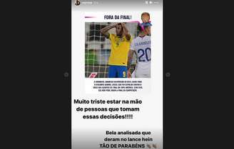 Neymar fez uma postagem no Stories do Instagram