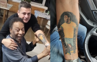 Filho do ex-jogador Manoel Maria, que tem tatuagem de Pelé, presta homenagem ao Rei do Futebol