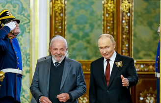 Imagem de quando o presidente Lula (PT) esteve na Rússia e se encontrou com Vladimir Putin