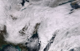 Imagem de satélite mostra a tempestade atingiu recentemente a costa leste dos Estados Unidos