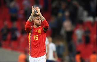 Sergio Ramos, zagueiro espanhol, em jogo contra a Inglaterra, no Wembley