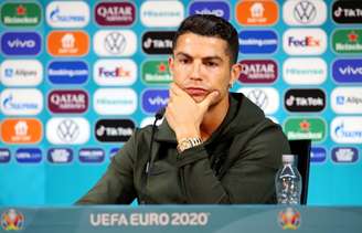 Cristiano Ronaldo durante entrevista coletiva em Budapeste
14/06/2021 UEFA/Divulgação via REUTERS 