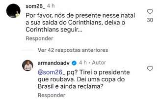 Armando Mendonça discute com torcedor nas redes sociais