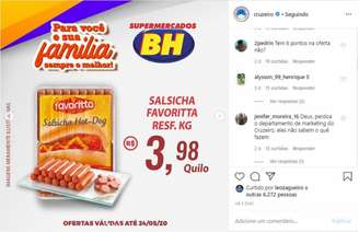 Cruzeiro divulgou as ofertas de supermercado patrocinador nas redes sociais (Foto: Reprodução)