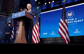 Presidente eleito do EUA, Joe Biden, e a vice, Kamala Harris
16/11/2020
REUTERS/Kevin Lamarque