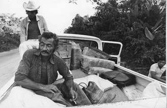 Retrato do "peão" Antonio dos Reis um dos fugitivos dos "gatos" da Companhia Vale do Rio Cristalino, Julho de 1983, Santana do Araguaia, PA.