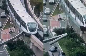 Um guindaste de grande porte caiu sobre a linha do monotrilho, em São Paulo, neste sábado (24) e foi atingido pelo trem próximo à estação Camilo Hadadd, da linha 15 prata.