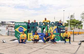 COB inaugurou letreiro do Time Brasil na Marina da Glória, com a presença de atletas (Foto: Beto Noval/ COB)