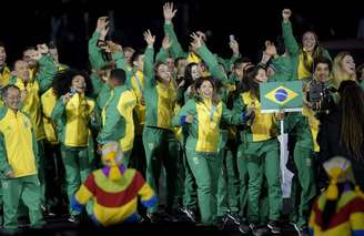 Brasileiros festejaram bastante no Estádio Nacional de Lima. (Alexandre Loureiro/COB)