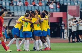 A transmissão da Olimpíada de Tóquio começou nesta quarta-feira com a goleada da Seleção Brasileira de futebol feminino sobre a China (Foto: Sam Robles/CBF)