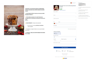 Exemplos de uma página fraudulenta para comprar a receita em português e do site de pagamento falso que solicita dados pessoais e bancários