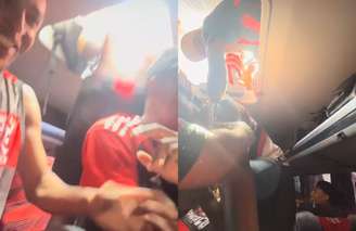 Flamenguistas 'invadem' ônibus dos jogadores