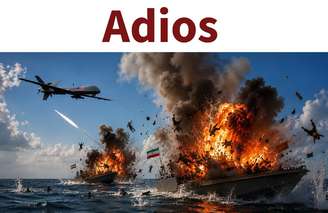Montagem publicada por Trump mostra navios iranianos sendo explodidos