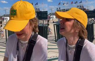 Luciana Gimenez no estádio para jogo da Copa do Mundo