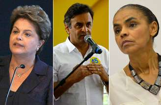 <p>Dilma Rousseff, Aécio Neves e Marina Silva</p>