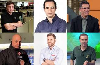 Jornalistas Mauro Cezar Pereira, Celso Cardoso, Fernando Fernandes, André Henning, André Plihal e Fernando Fontana