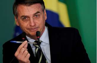 Presidente Jair Bolsonaro durante cerimônia no Palácio do Planalto 
15/01/2019
REUTERS/Ueslei Marcelino