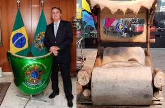 Cadeira de Bolsonaro e carro do Fred Flintstones