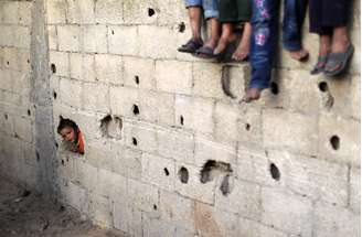 Crianças palestinas refugiadas da Faixa de Gaza
