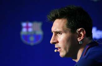 <p>Atacante do Barcelona Lionel Messi em entrevista no Camp Nou</p>