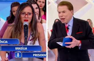 Gecileide no momento em que tem pedido de abraço negado por Silvio Santos.