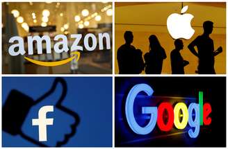 Logotipos de Amazon, Apple, Facebook e Google. REUTERS