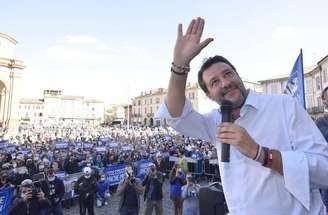 Salvini durante comício em Voghera, em 27 de setembro