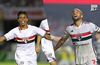 Célio Messias / São Paulo FC - Legenda: Luis Henrique celebra o seu gol pelo São Paulo, o que deu início a goleada de 5 a 1