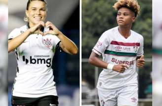 Fotos: Divulgação Corinthians e Fluminense - Legenda: Tamires (Corinthians) e Sorriso (Fluminense) destaques do duelo da manhã deste domingo