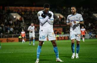 Loic Venance/AFP via Getty Images - Legenda: Aubameyang é a grande esperança de gols do Olympique nesta semifinal da Liga Europa -