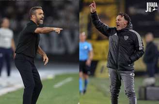 Fotos: Vitor Silva/Botafogo e Pedro Souza/Atlético - Legenda: Artur Jorge e Gabriel Milito fazem duelo de estrangeiros na Libertadores