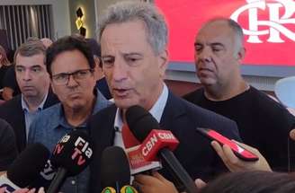 Rodolfo Landim e Eduardo Paes em encontro na sede da Gávea, Zona Sul do Rio de Janeiro,  nesta segunda-feira (25) –