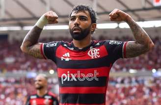 Gabigol em comemoração de gol pelo Flamengo –