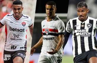 Fotos: Victor Ferreira/EC Vitória, Rubens Chiri/São Paulo e Vitor Silva/Botafogo - Legenda: Alerrandro, Alisson e Cuiabano são pechinchas do mercado