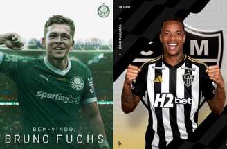 Fotos: Divulgação/Palmeiras e Divulgação/Atlético-MG - Legenda: Clubes oficializaram as trocas nesta sexta-feira