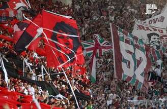 Fotos: Gilvan de Souza/Flamengo / Lucas Merçon/Fluminense - Legenda: Torcidas marcaram presença no Fla-Flu do último domingo (16)