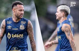 Fotos: Raul Baretta/ Santos FC - Legenda: Soteldo e Neymar seguem em recuperação