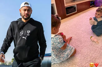 Neymar derreteu-se pelas filhas brincando juntas