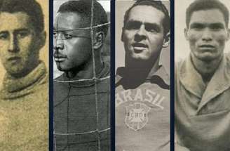 Joel (à esquerda) foi o goleiro do primeiro jogo do Brasil em Copas. Mas Velloso defendeu o Brasil no segundo e último duelo em 1930. Fotos: Domínio público