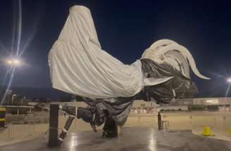 Estátua do Galo que ficará na Arena MRV –