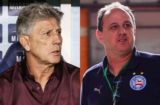 Fotos: Lucas Merçon/Fluminense e Letícia Martins/EC Bahia - Legenda: Renato Gaúcho e Rogério Ceni se enfrentam pela décima vez como treinadores de futebol