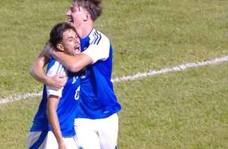 Jogadores do Cruzeiro comemoram  o gol de João Cervi.