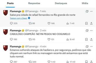 Flamengo anuncia ataque de hackers em sua conta no X –