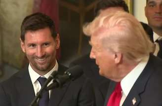 Messi sorri durante discurso de Trump –