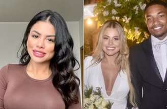 Dudu (direita) e sua esposa, Paula Caroline Campos, reforçam que especulações de um suposto trisal são inverídicas  –