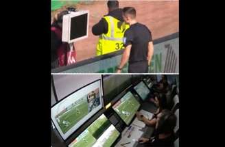 Árbitro se dirige ao monitor do VAR e encontra a tela desligada –